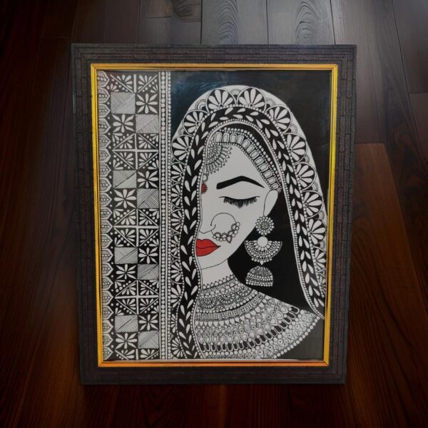 Graceful Bride – Madhubani Paper Art (12x10 inch, Unframed)