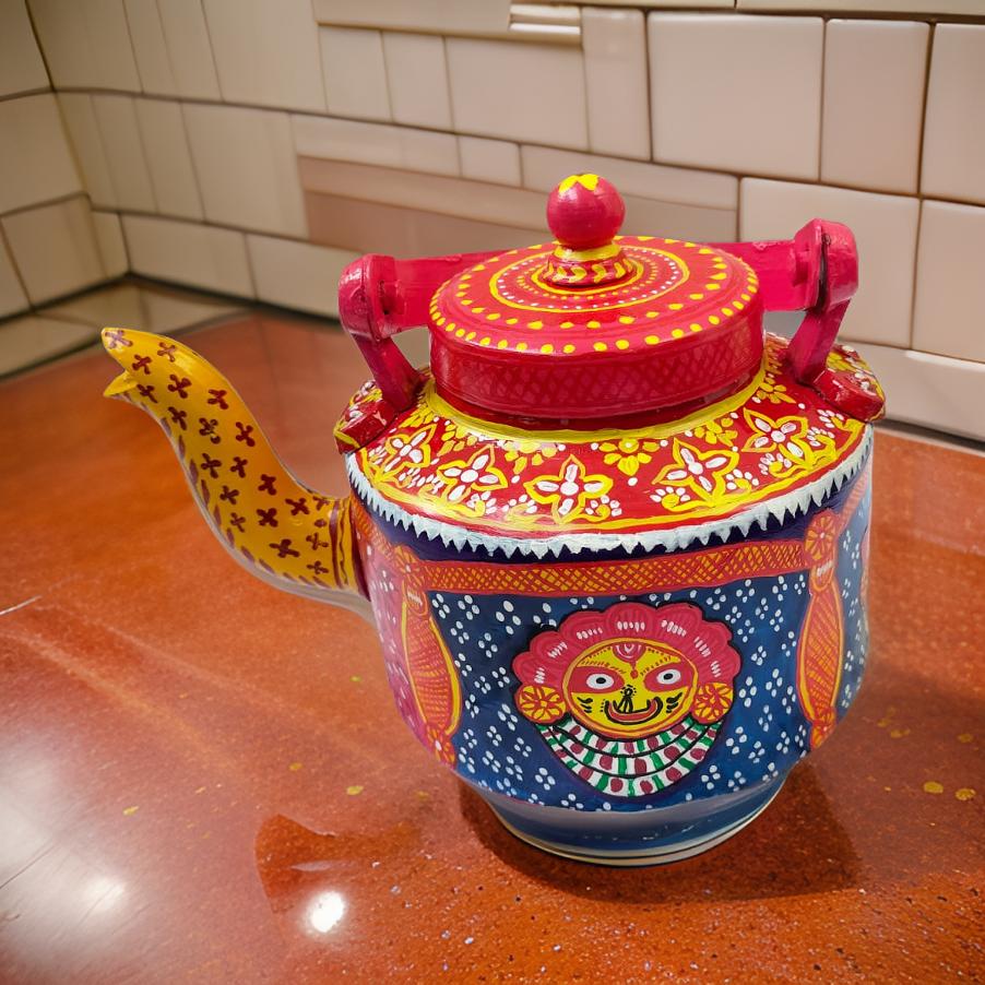 Divine Aura – Hand-Painted Lord Jagannath Decorative Kettle