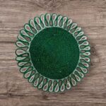 Emerald Bloom – Handwoven Sabai Grass Decorative Mat (12 Inch)